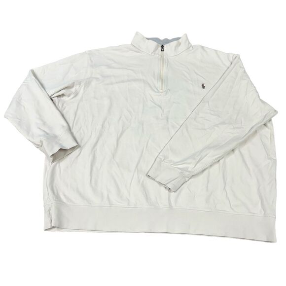 Polo Ralph Lauren Sweatshirt Mens 3XB Cream 1/4 Zip Pullover Sweater - Picture 1 of 8